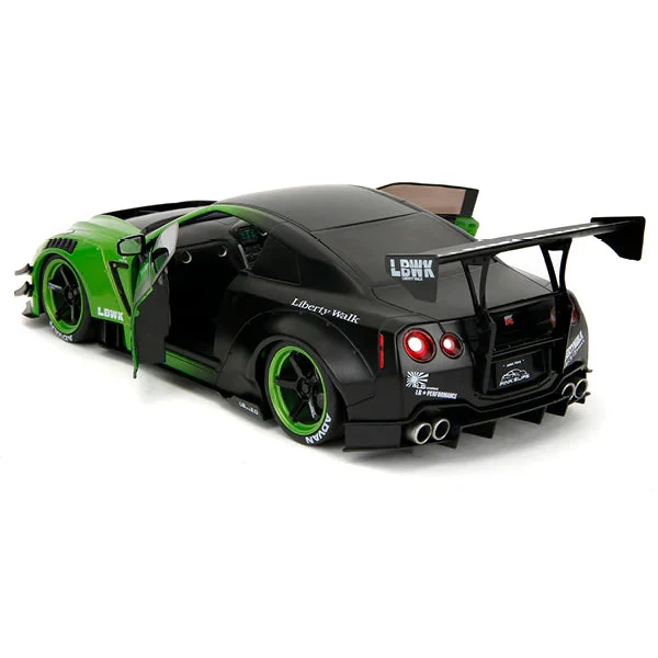 1:18 NISSAN GT-R R35 LIBERTY WALK (GREEN/BLACK) JADA: PINK SLIPS - Image 2