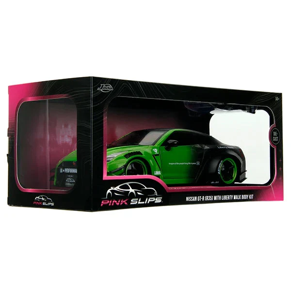 1:18 NISSAN GT-R R35 LIBERTY WALK (GREEN/BLACK) JADA: PINK SLIPS - Image 4