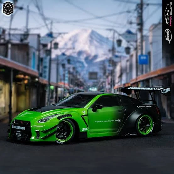 1:18 NISSAN GT-R R35 LIBERTY WALK (GREEN/BLACK) JADA: PINK SLIPS - Image 6