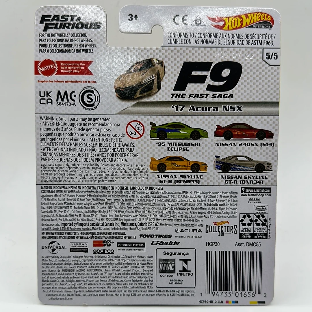 ‘17 Acura NSX Fast & Furious 5/5 Hotwheels Premium 1:64 Scale - Image 2