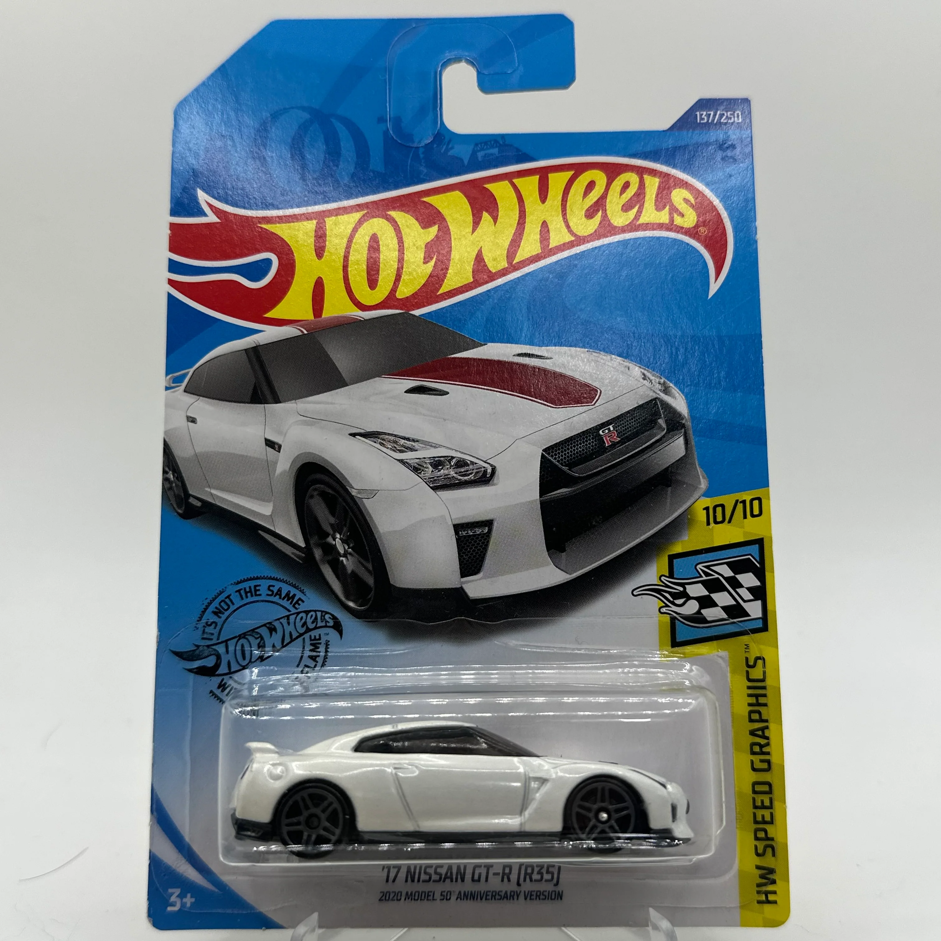 ‘17 Nissan GT-R R35 - HE Speed Graphics 10/10 Hotwheels Mainline 137/250 *Creased Card*