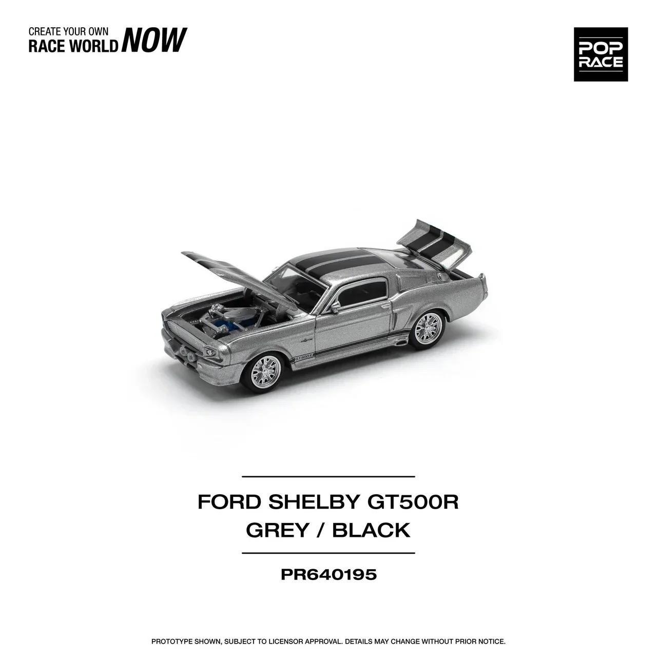 1967 Shelby Mustang GT500 Grey/Black - Pop Race 1:64