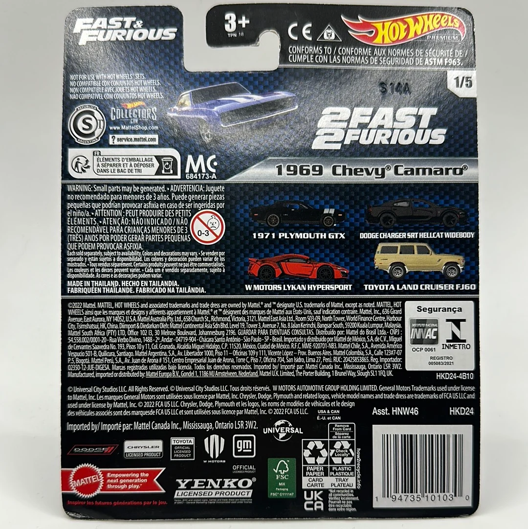 1969 Chevy Camaro Fast & Furious 1/5 Hotwheels Premium 1:64 - Image 2