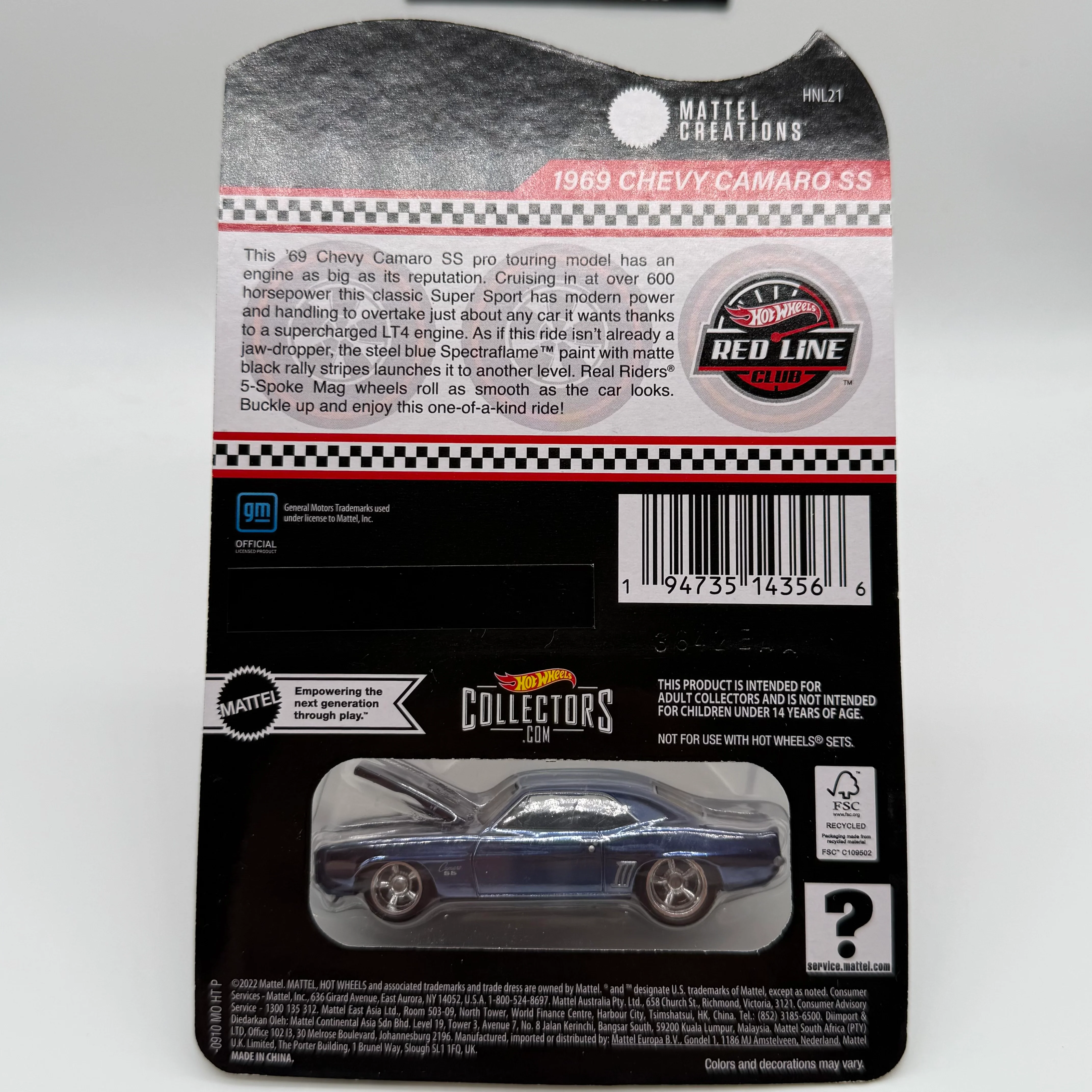 1969 Chevy Camaro RLC - Hotwheels Red Line Club - Image 2