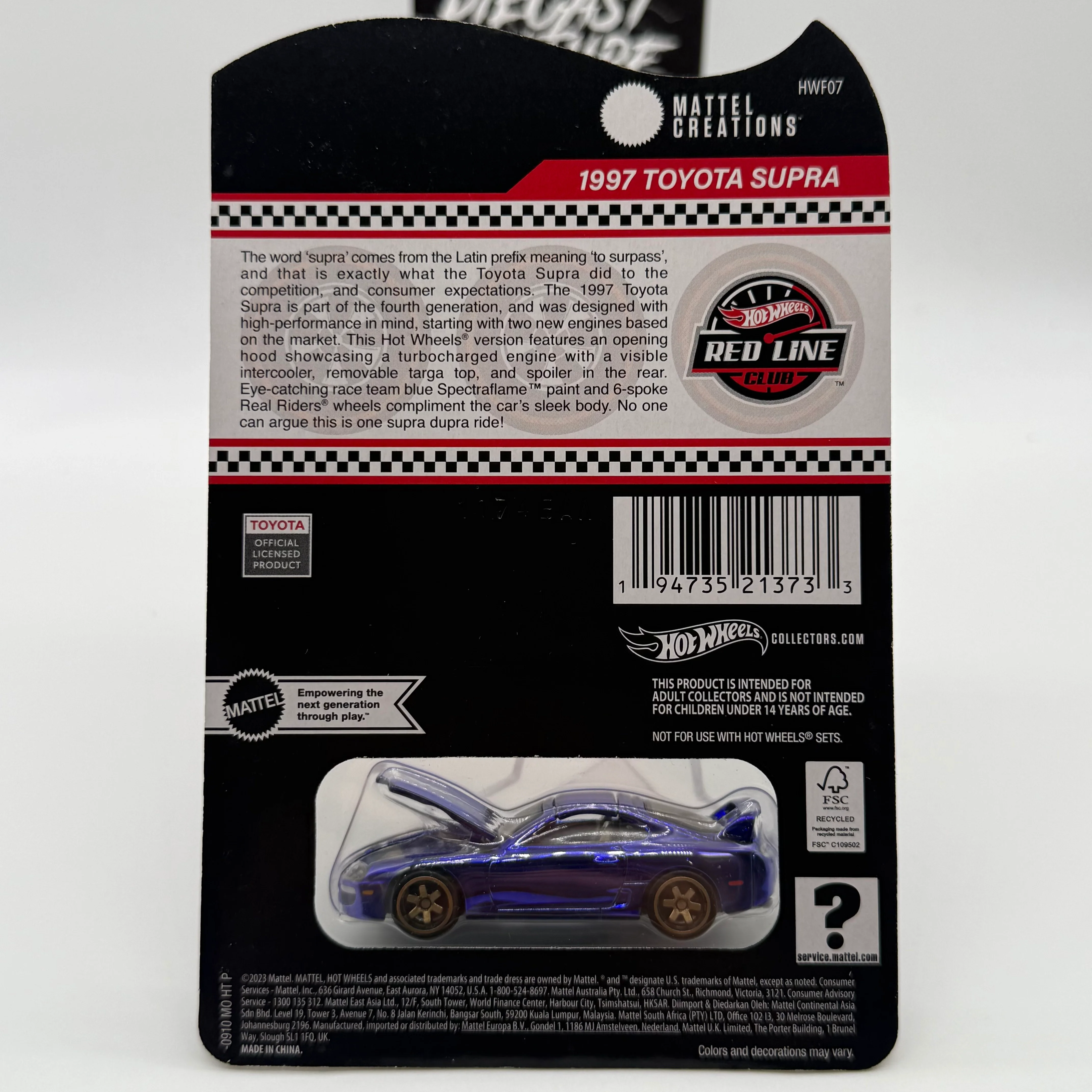 1997 Toyota Supra - RLC Red Line Club Hotwheels *Blister Glue Issue* - Image 2