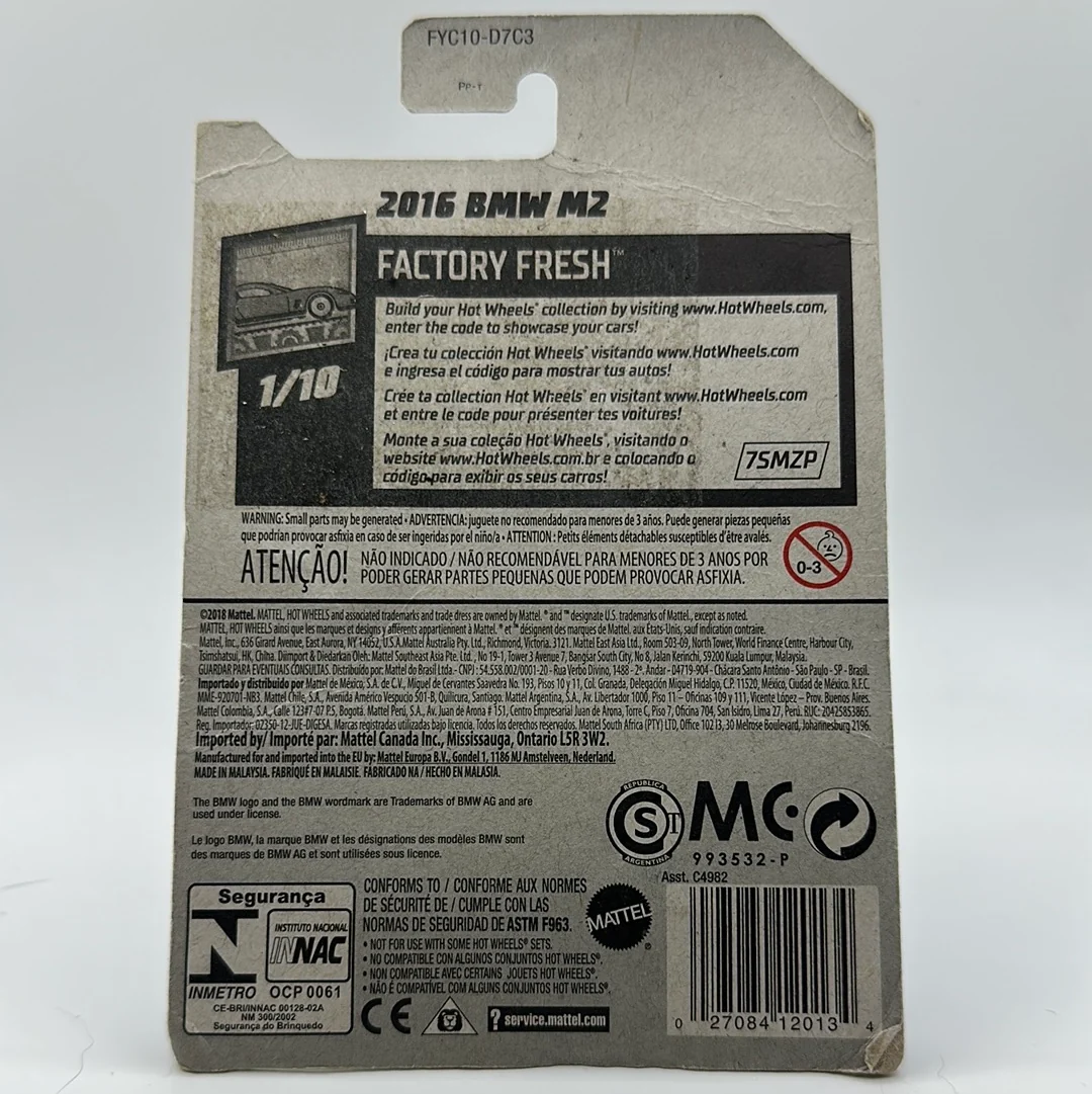2016 BMW M2 - Factory Fresh 1/10 Hotwheels Mainline 200/250 *Bad Condition Card* - Image 2