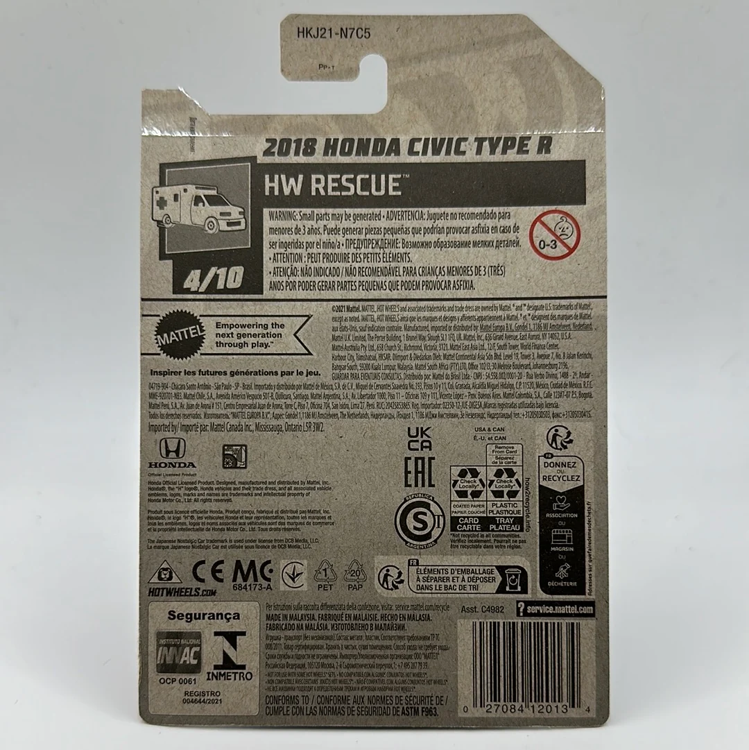 2018 Honda Civic Type R - HW Rescue 4/10 Hotwheels Mainline 215/250 - Image 2