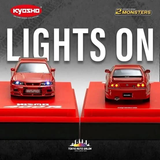 2024 TAS Tokyo Autosalon KL Kyosho Nissan Nismo 400R (R33) Red Exclusive (Light Feature) + Exclusive Pin - Image 3