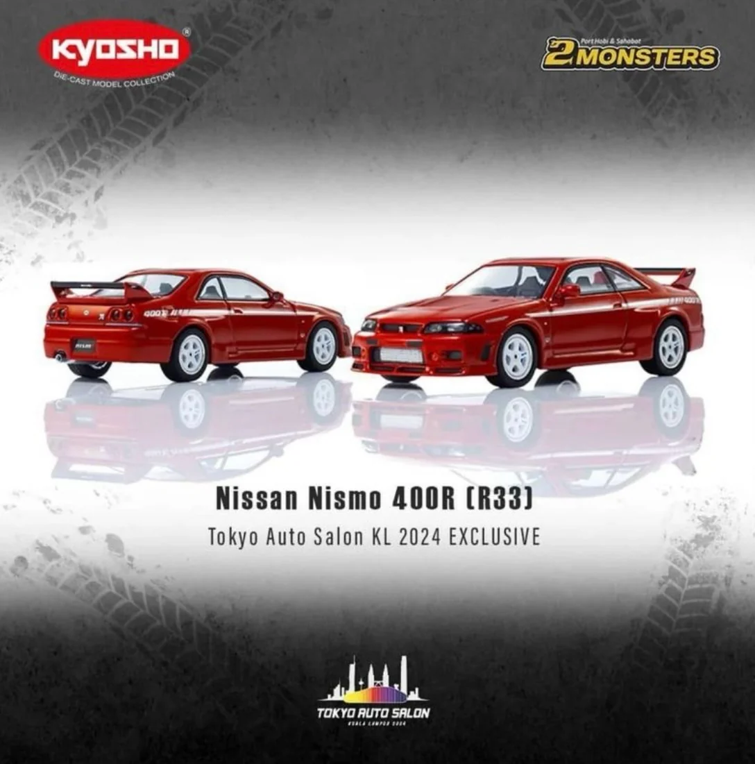 2024 TAS Tokyo Autosalon KL Kyosho Nissan Nismo 400R (R33) Red Exclusive (Light Feature) + Exclusive Pin - Image 4