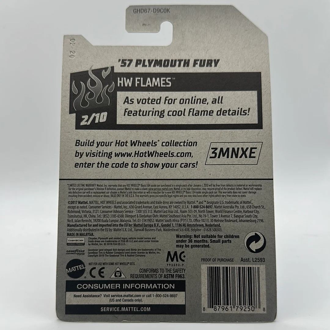 ‘57 Plymouth Fury - HW Flames 2/10 Hotwheels Mainline 168/250 - Image 2