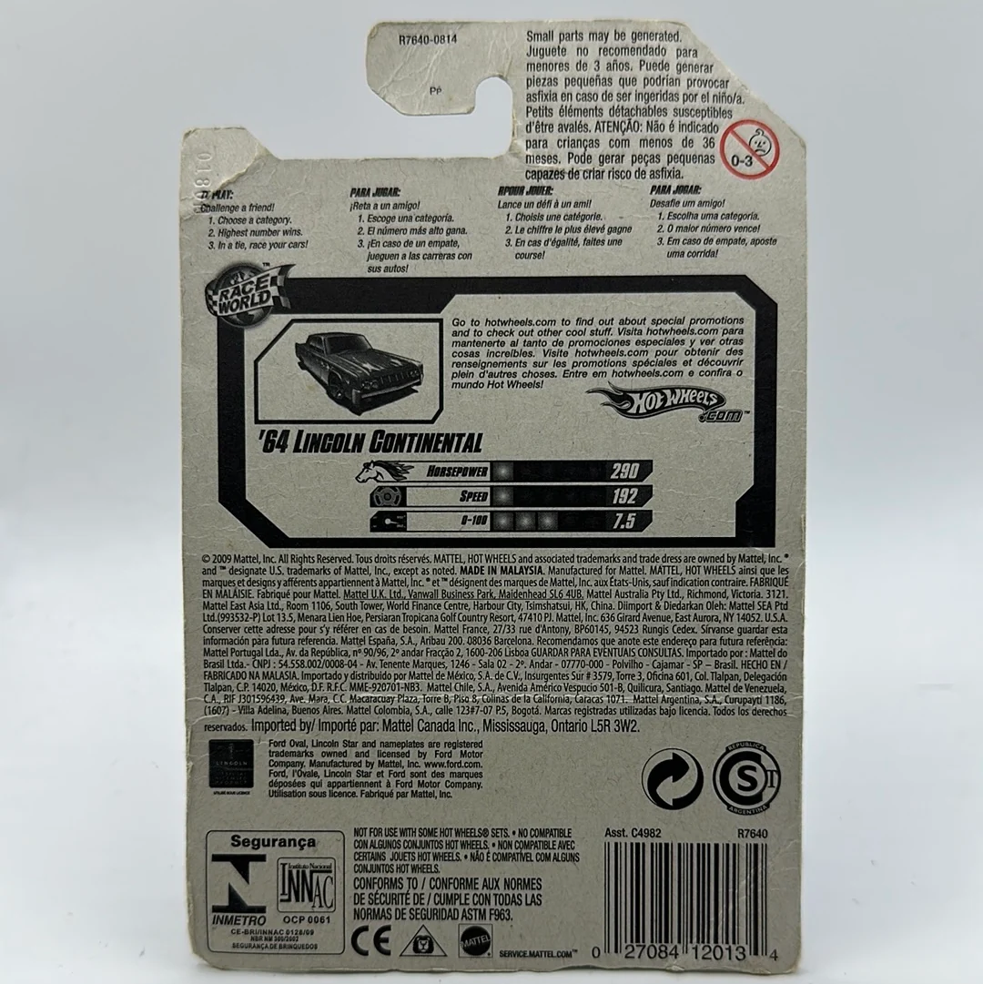 ‘64 Lincoln Continental 03/04 - Race World Volcano ‘10 Hotwheels Mainline *VERY BAD CARD* - Image 2