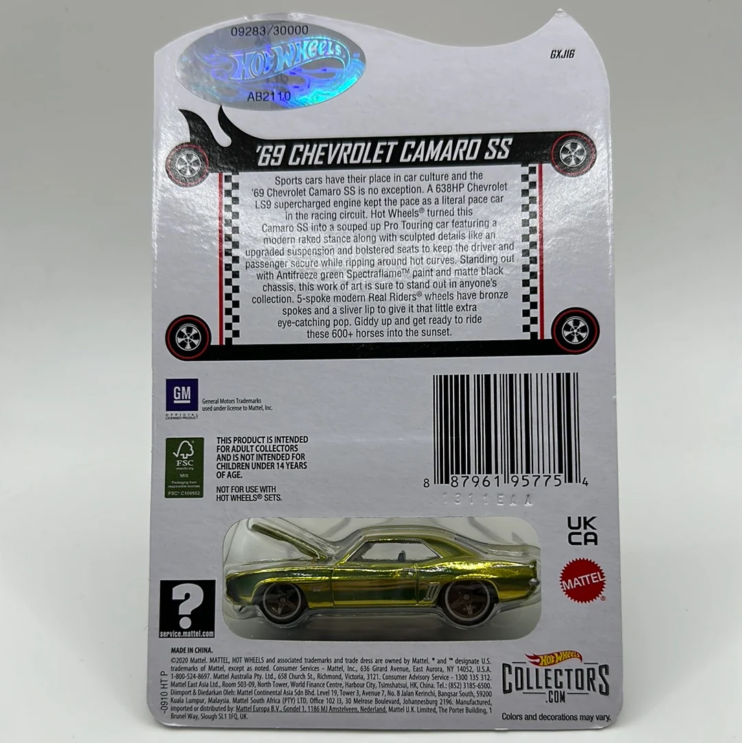 ‘69 Chevrolet Camaro SS 09283/30000 RLC Red Line Club Hotwheels 1:64 - Image 2