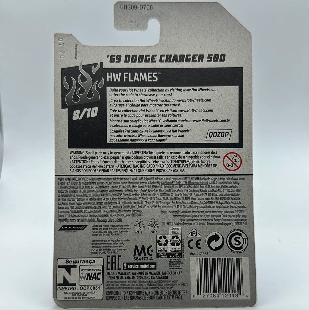 ‘69 Dodge Charger 500 - HW Flames 8/10 Hotwheels Mainline 189/250 *Soft Corners* - Image 2