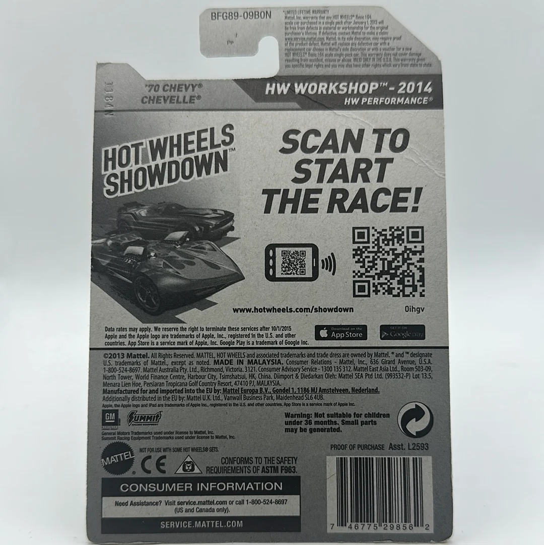 ‘70 Chevy Chevelle ZAMAC 015 - HW Workshop Hotwheels Mainline 243/250 *Creased Card* - Image 2