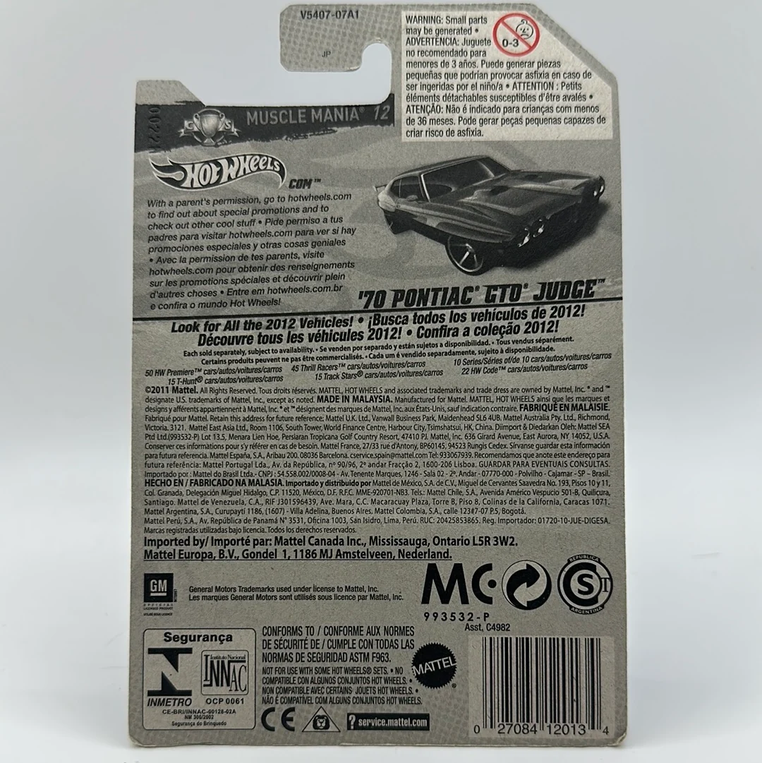‘70 Pontiac GTO Judge - Muscle Mania GM 12 4/10 Hotwheels Mainline 104/247 - Image 2