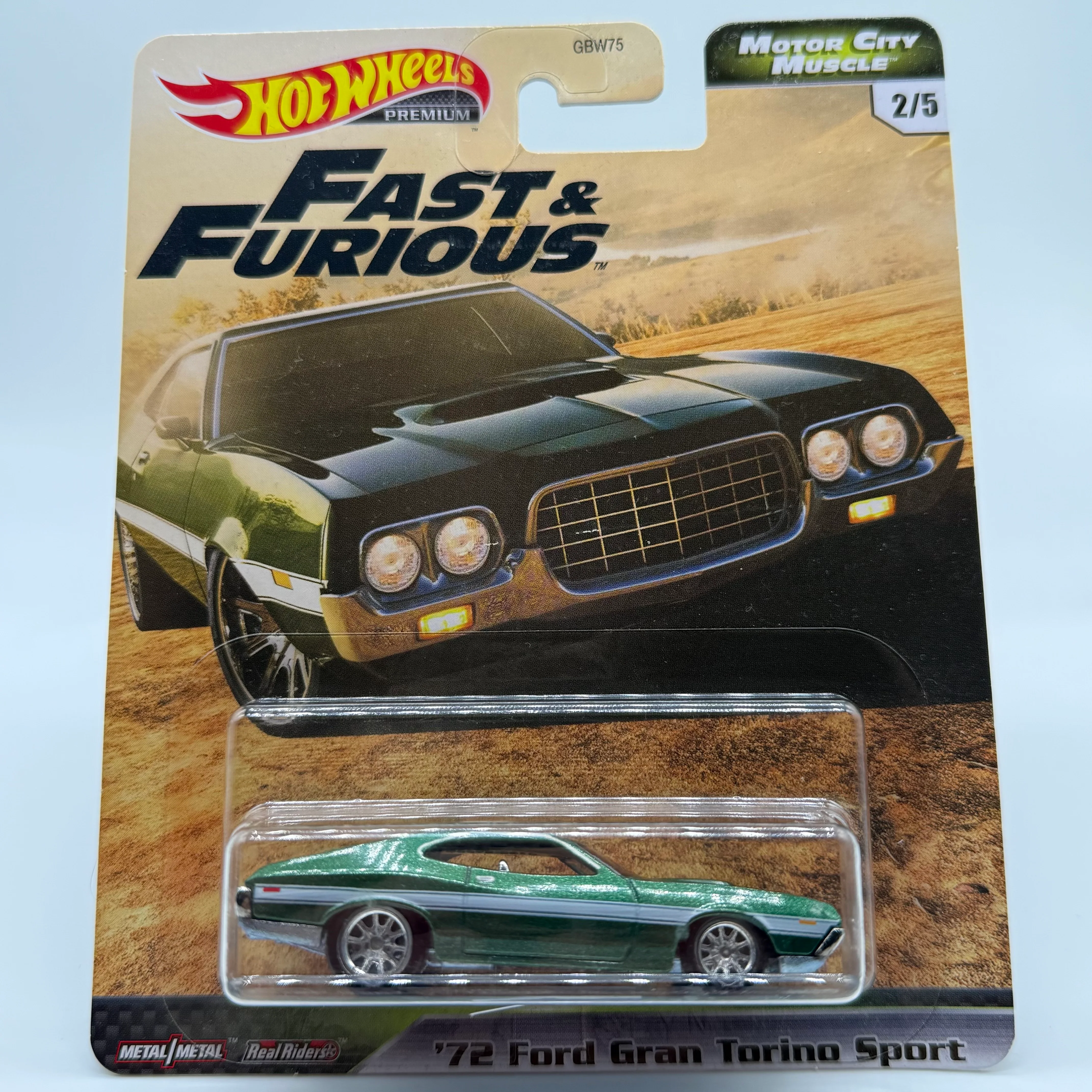 ‘72 Ford Gran Torino Sport - Fast & Furious Motor City Muscle 2/5 Hotwheels Premium
