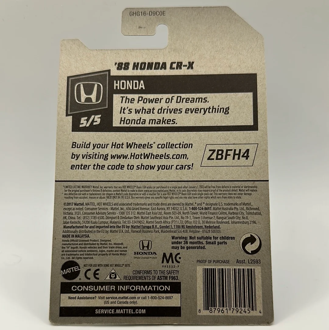 ‘88 Honda CR-X *STH* Super Treasure Hunt (Honda) 5/5 Hotwheels 123/250 Mainline 1:64 - Image 2