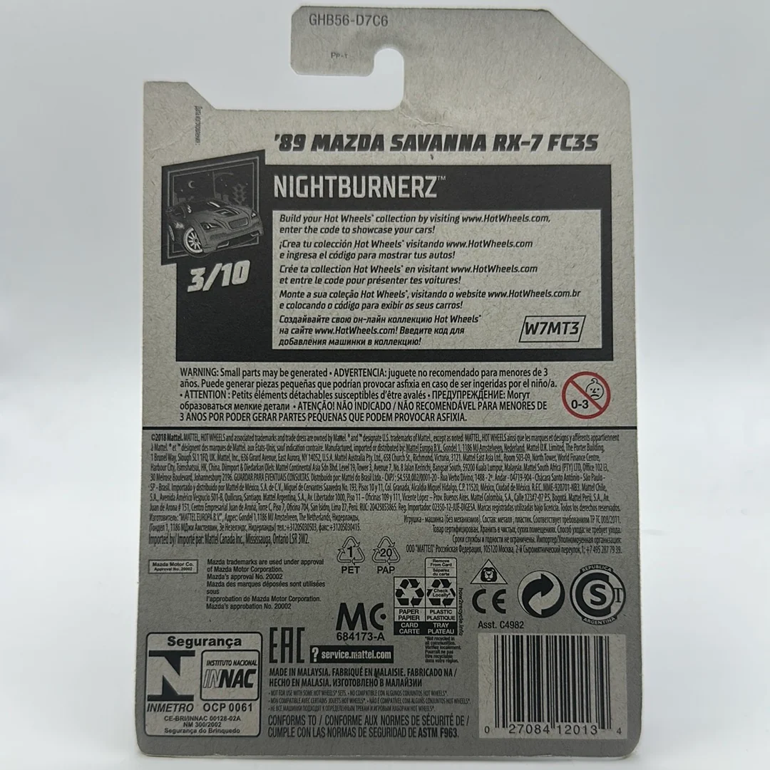 ‘89 Mazda Savanna RX-7 FC35 NightBurnerz 3/10 Hotwheels Mainline 223/250 - Image 2