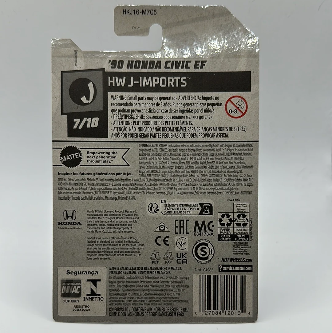 ‘90 Honda Civic EF HW J-Imports 7/10 Hotwheels Mainline 96/250 - Image 2