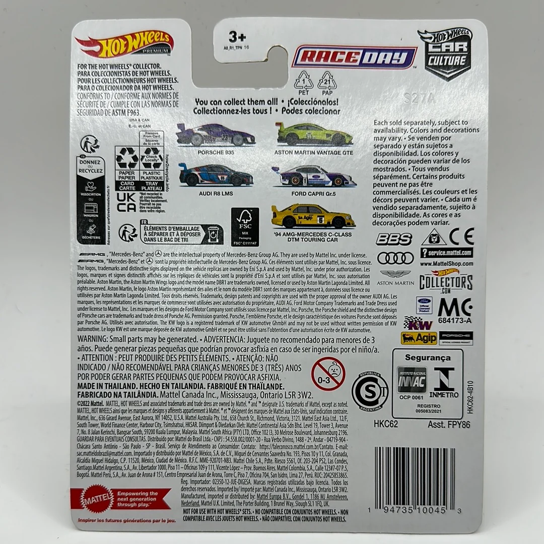 ‘94 AMG-Mercedes C-Class DTM Touring Car Race Day 5/5 Hotwheels Premium 1:64 - Image 2