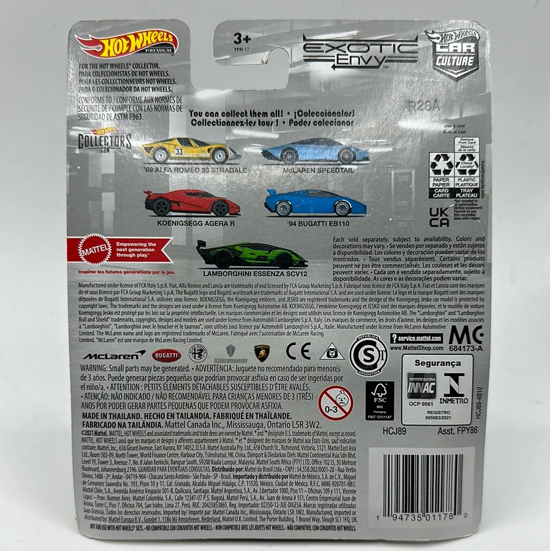 ‘94 Bugatti EB110 Exotic Envy 4/5 Hotwheels Premium 1:64 - Image 2