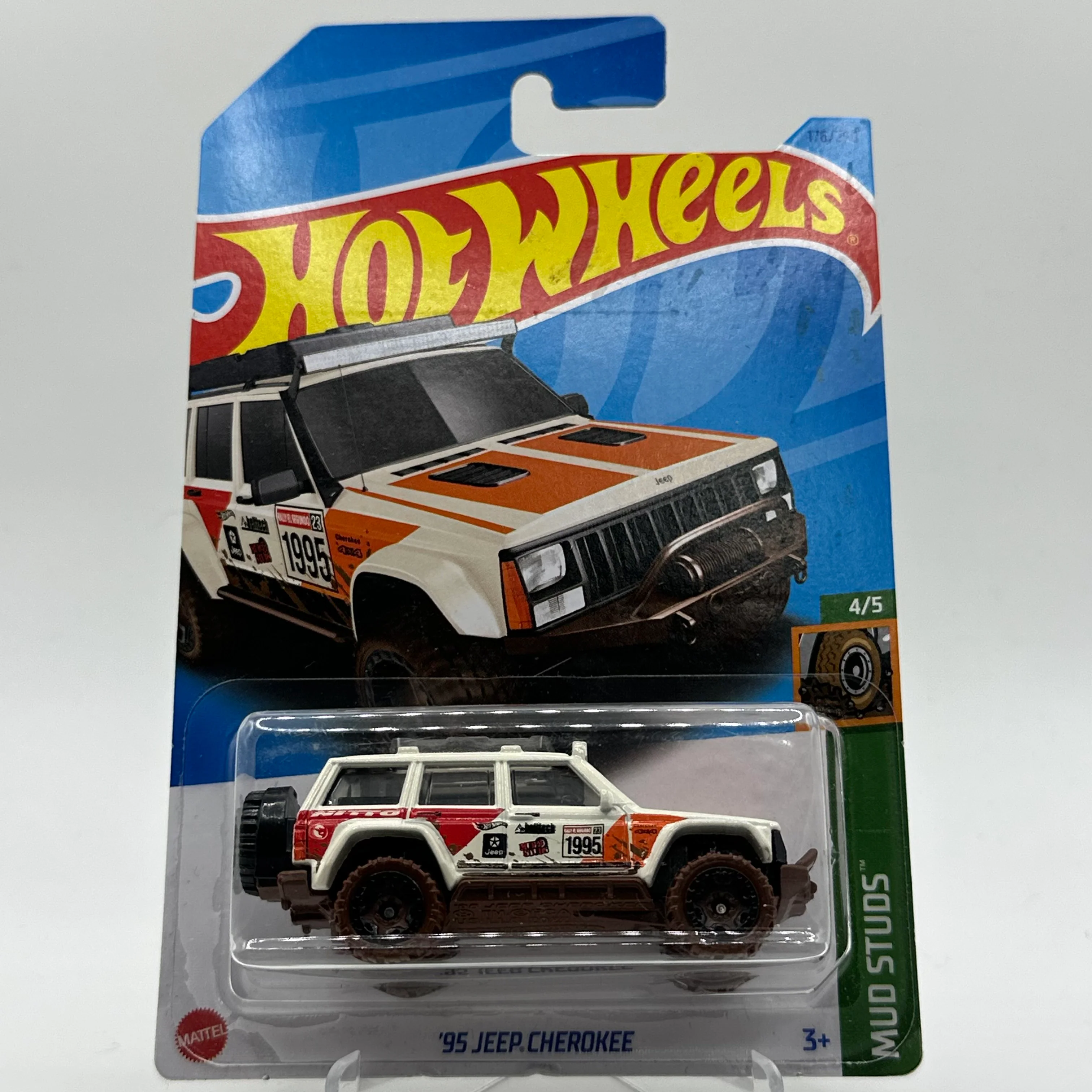 ‘95 Jeep Cherokee - *TH* Treasure hunt MUD STUDS 4/5 Hotwheels Mainline 176/250 *Dirty Card*