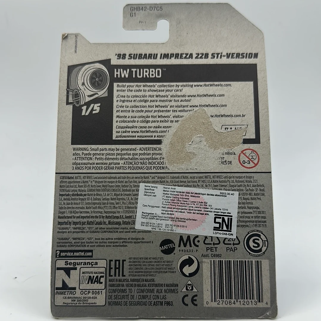 ‘98 Subaru Impreza 22B STi-Version HW Turbo 1/5 Hotwheels Mainline *Check Condition* - Image 2