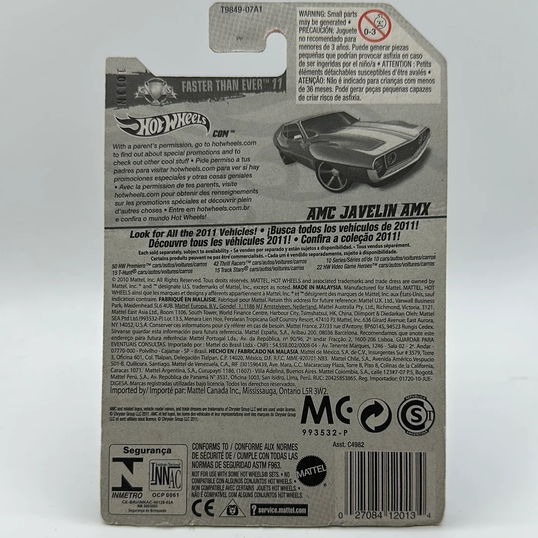 AMC Javelin AMX - Faster Than Ever 11 2/10 Hotwheels Mainline 142/244 *SOFT CORNERS* - Image 2