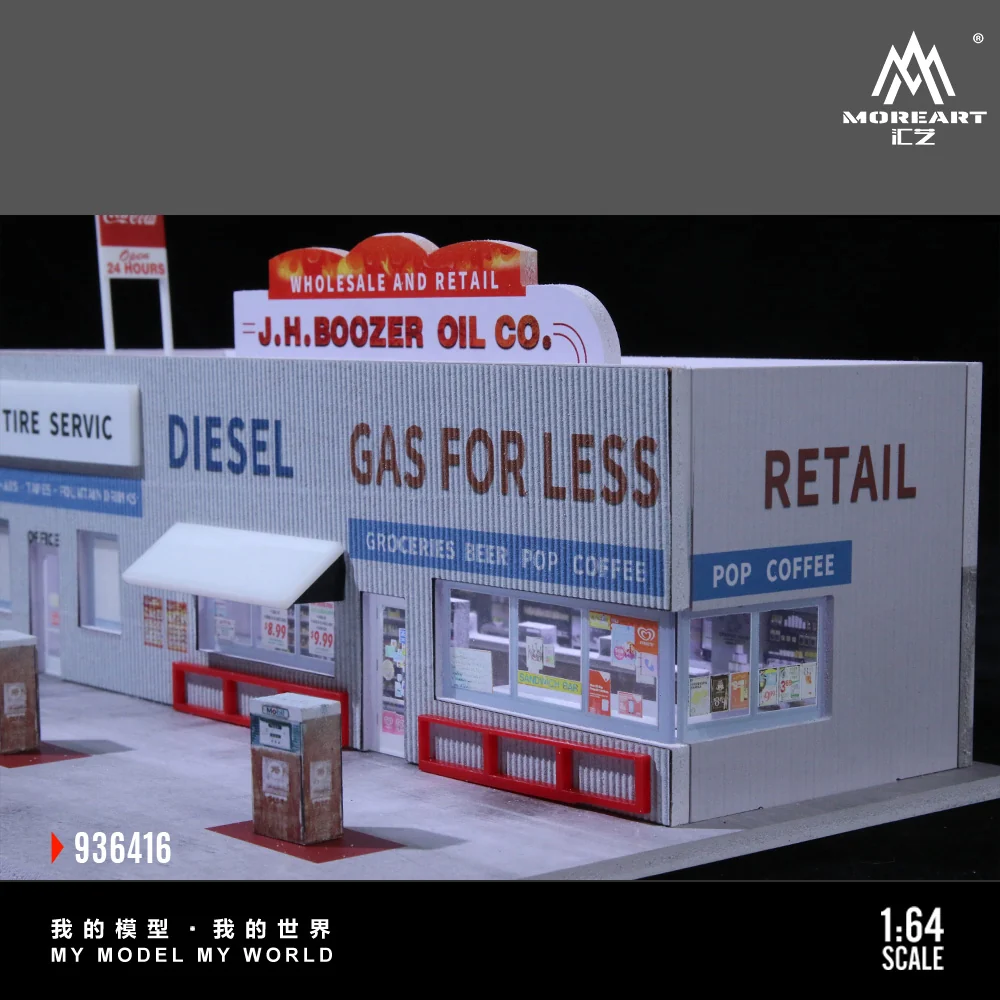 American Gas Station w/LED Lights Morearts 1:64 - Image 3