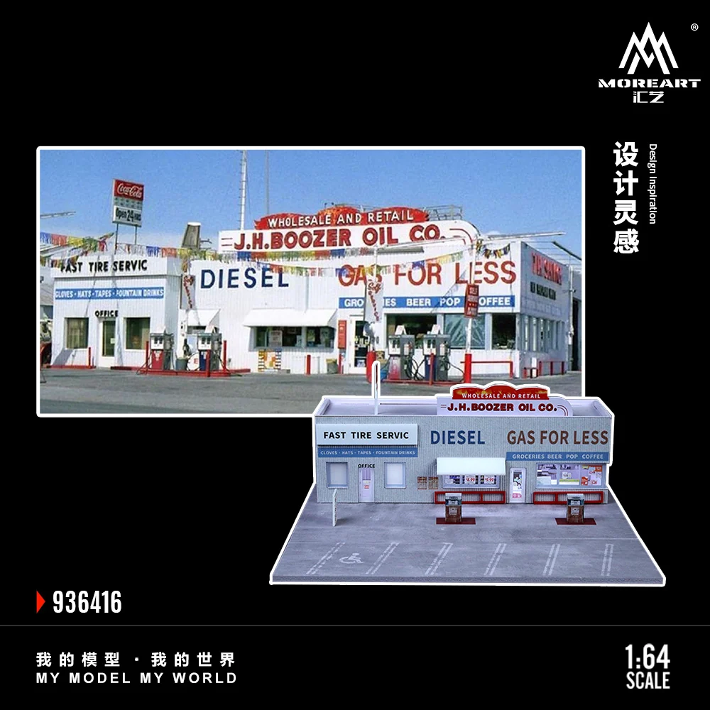 American Gas Station w/LED Lights Morearts 1:64 - Image 4