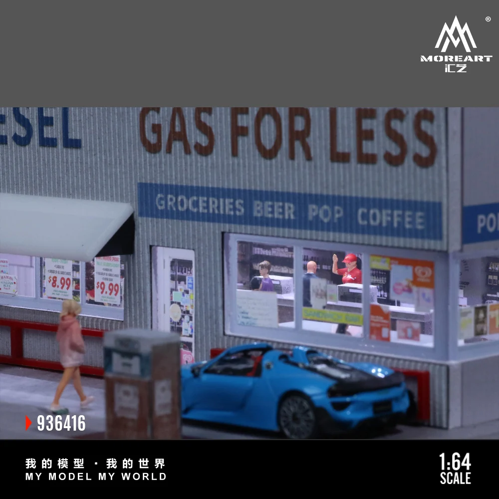 American Gas Station w/LED Lights Morearts 1:64 - Image 6