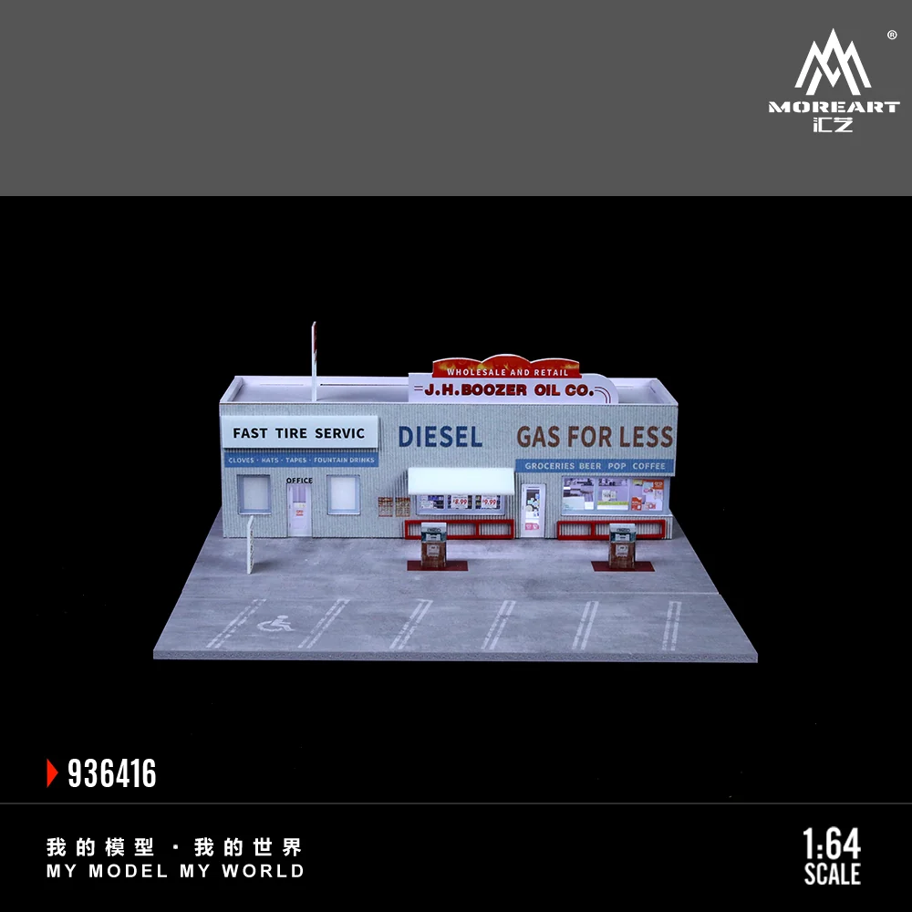 American Gas Station w/LED Lights Morearts 1:64 - Image 7