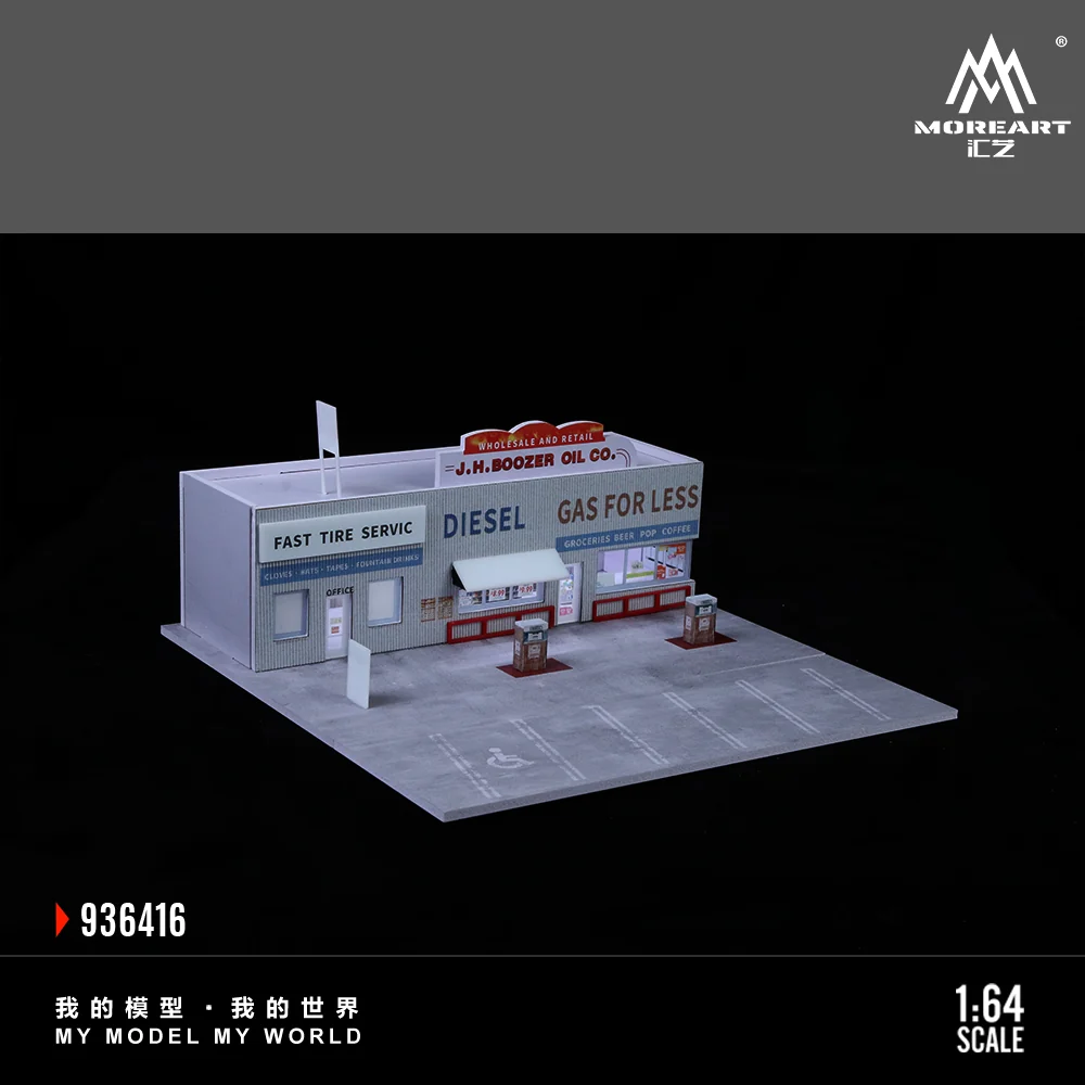American Gas Station w/LED Lights Morearts 1:64 - Image 8