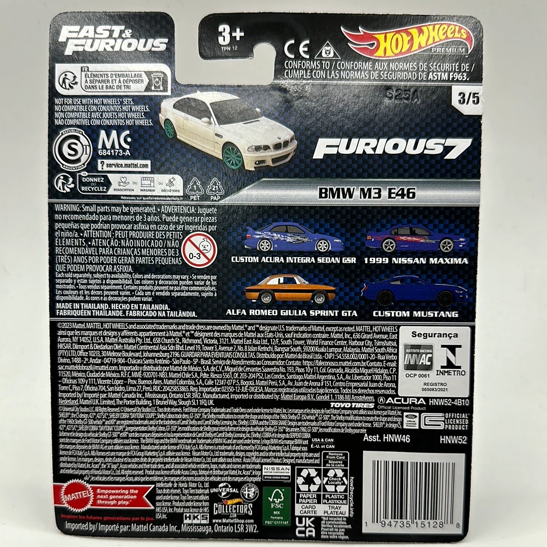 BMW M3 E46 Furious 7 3/5 Fast & Furious Hotwheels Premium 1:64 - Image 2