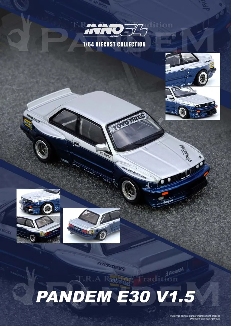 BMW PANDEM E30 M3 Silver/Blue - INNO64 - Image 2