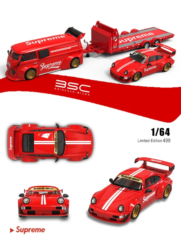 Briscale Micro - Trailer Set - Porsche 964 + VW T1 + Trailer Supreme (Limited to 499 Pieces World Wide) 1:64 Scale - Image 3