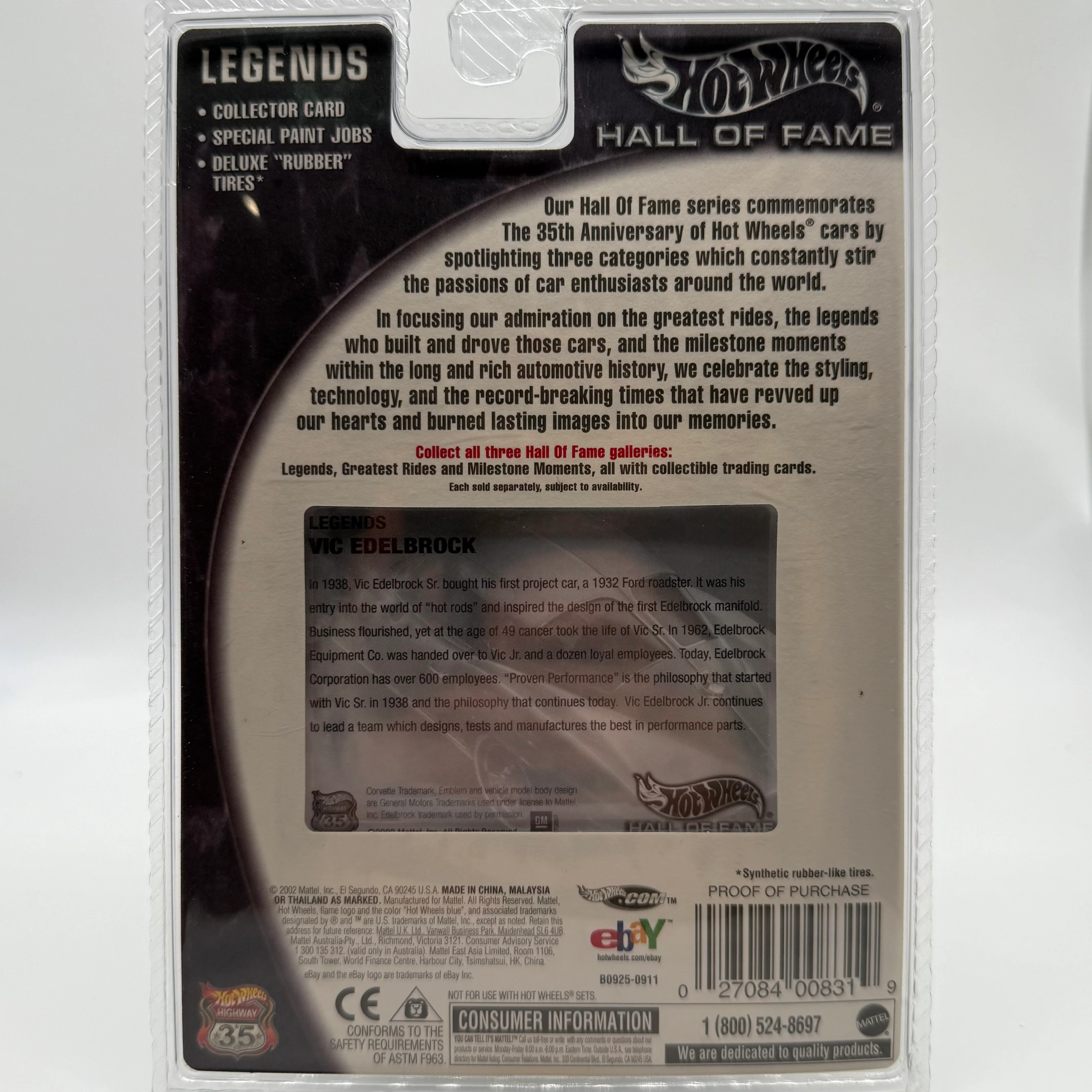 Corvette Stingray Legends - HALL OF FAME Vic Edelbrock 2002 Release Hotwheels - Image 2