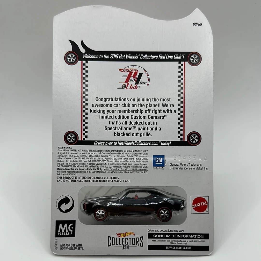 Custom Camaro 2019 Club Exclusive Car Hotwheels RLC w/ 1:64 - Image 2