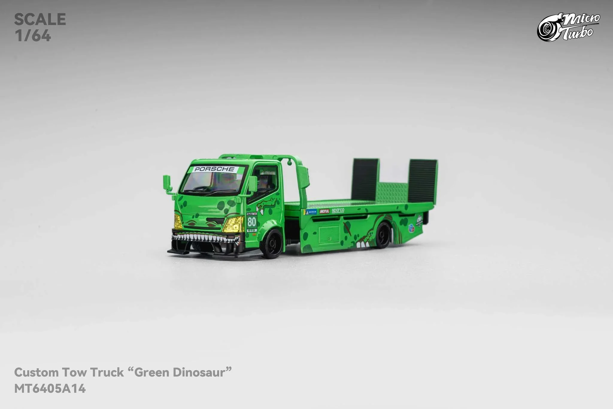 Custom Flat Bed Tow Truck REXY Dino Green - Mega Gear 1:64 Scale - Image 4