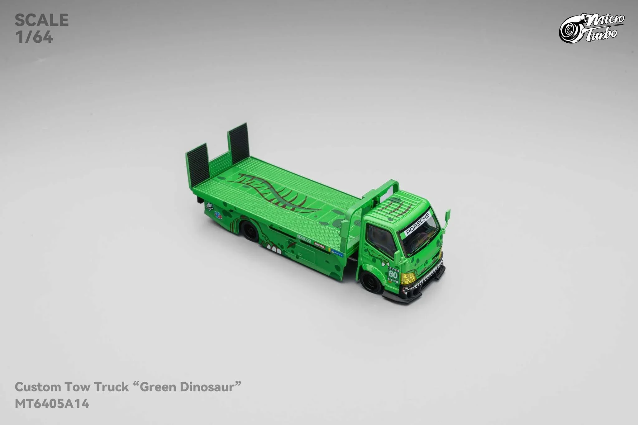 Custom Flat Bed Tow Truck REXY Dino Green - Mega Gear 1:64 Scale - Image 5
