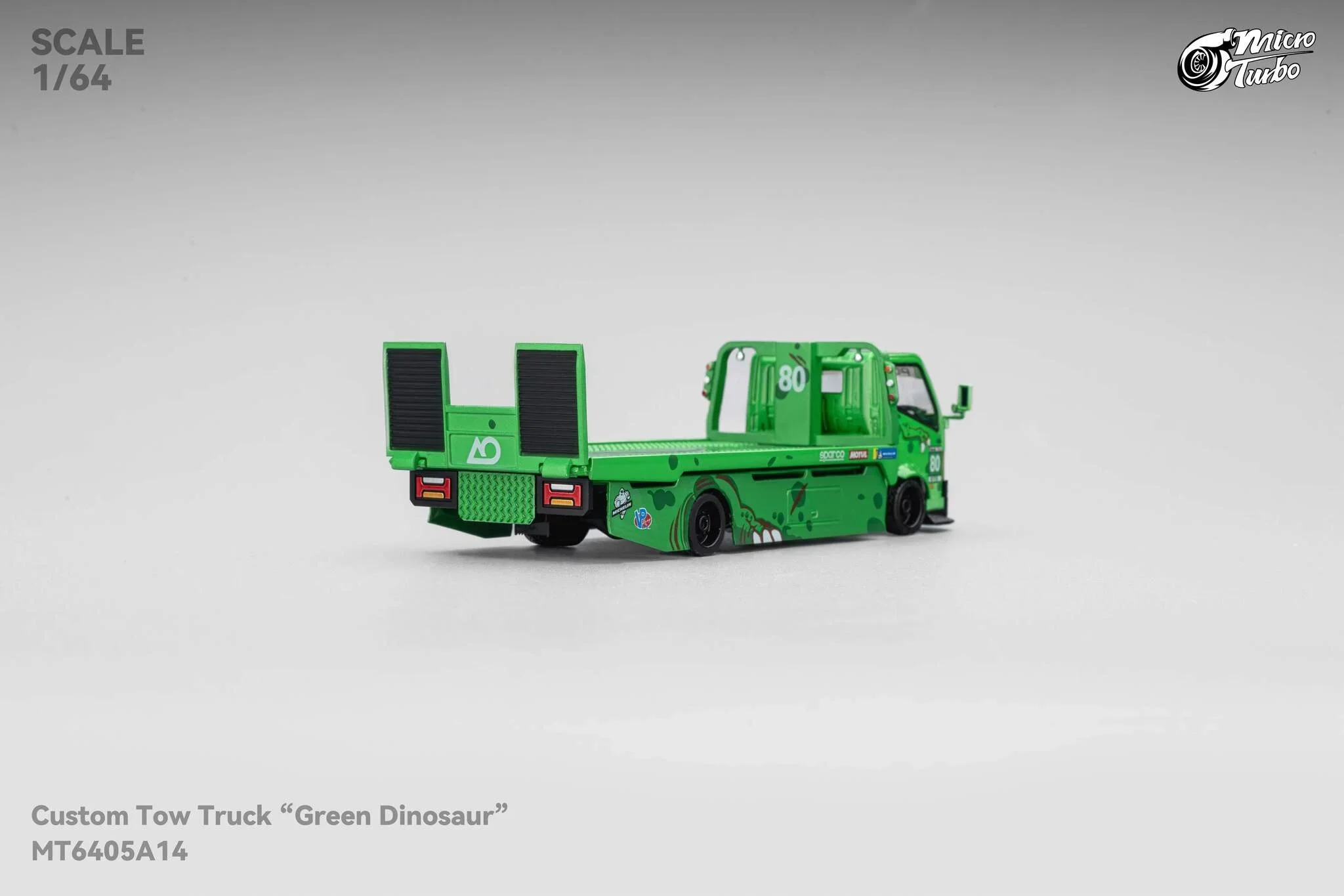 Custom Flat Bed Tow Truck REXY Dino Green - Mega Gear 1:64 Scale - Image 6