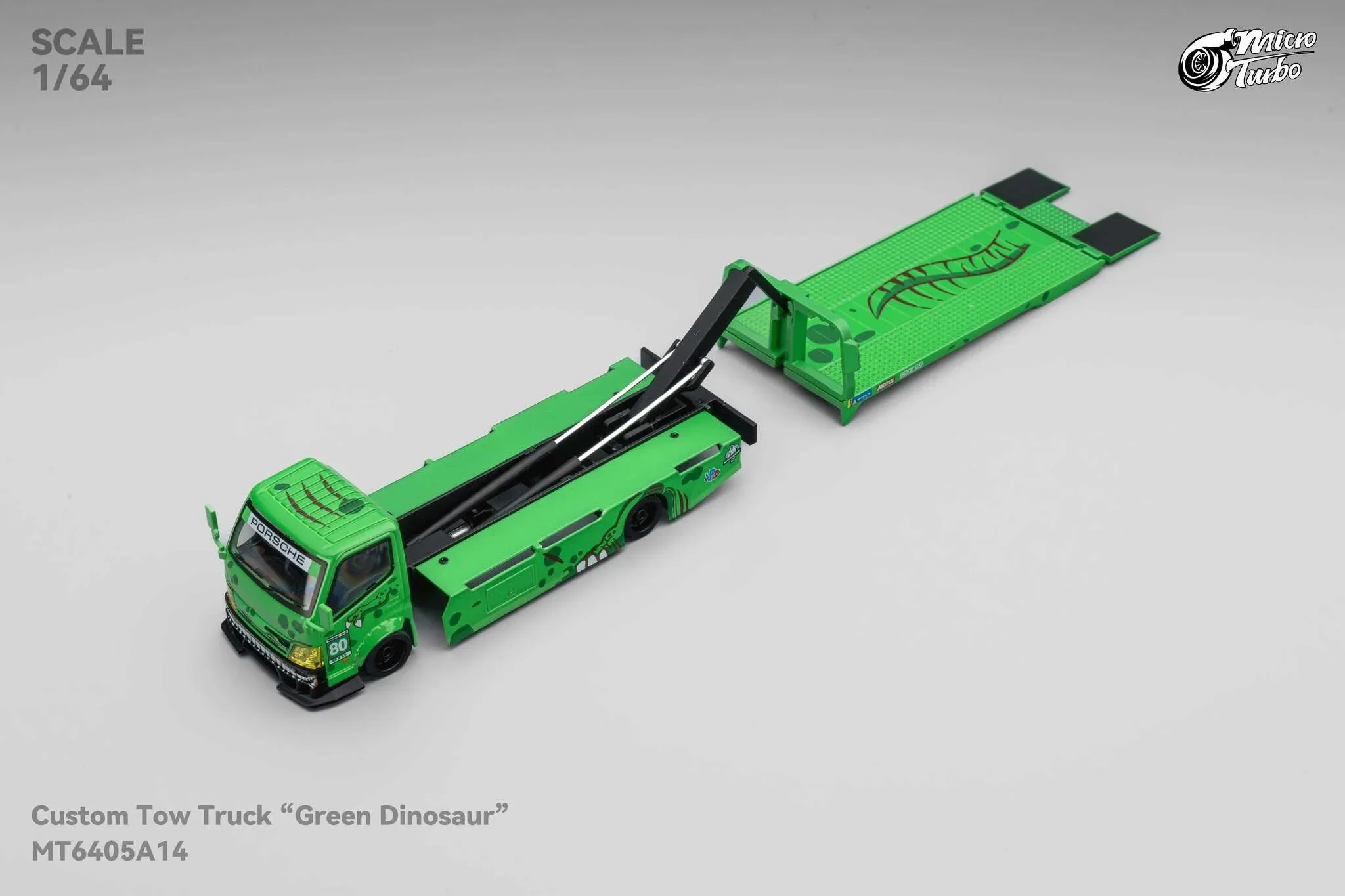 Custom Flat Bed Tow Truck REXY Dino Green - Mega Gear 1:64 Scale - Image 7
