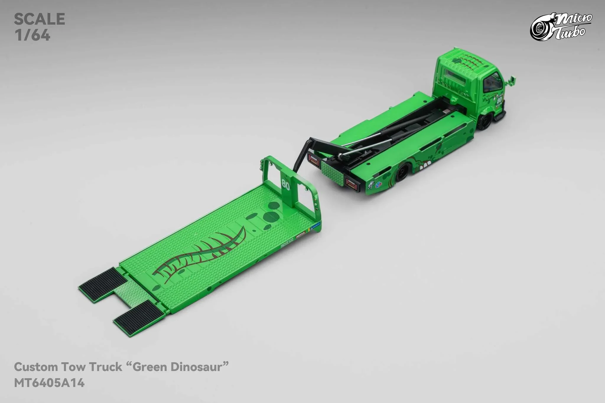 Custom Flat Bed Tow Truck REXY Dino Green - Mega Gear 1:64 Scale - Image 8