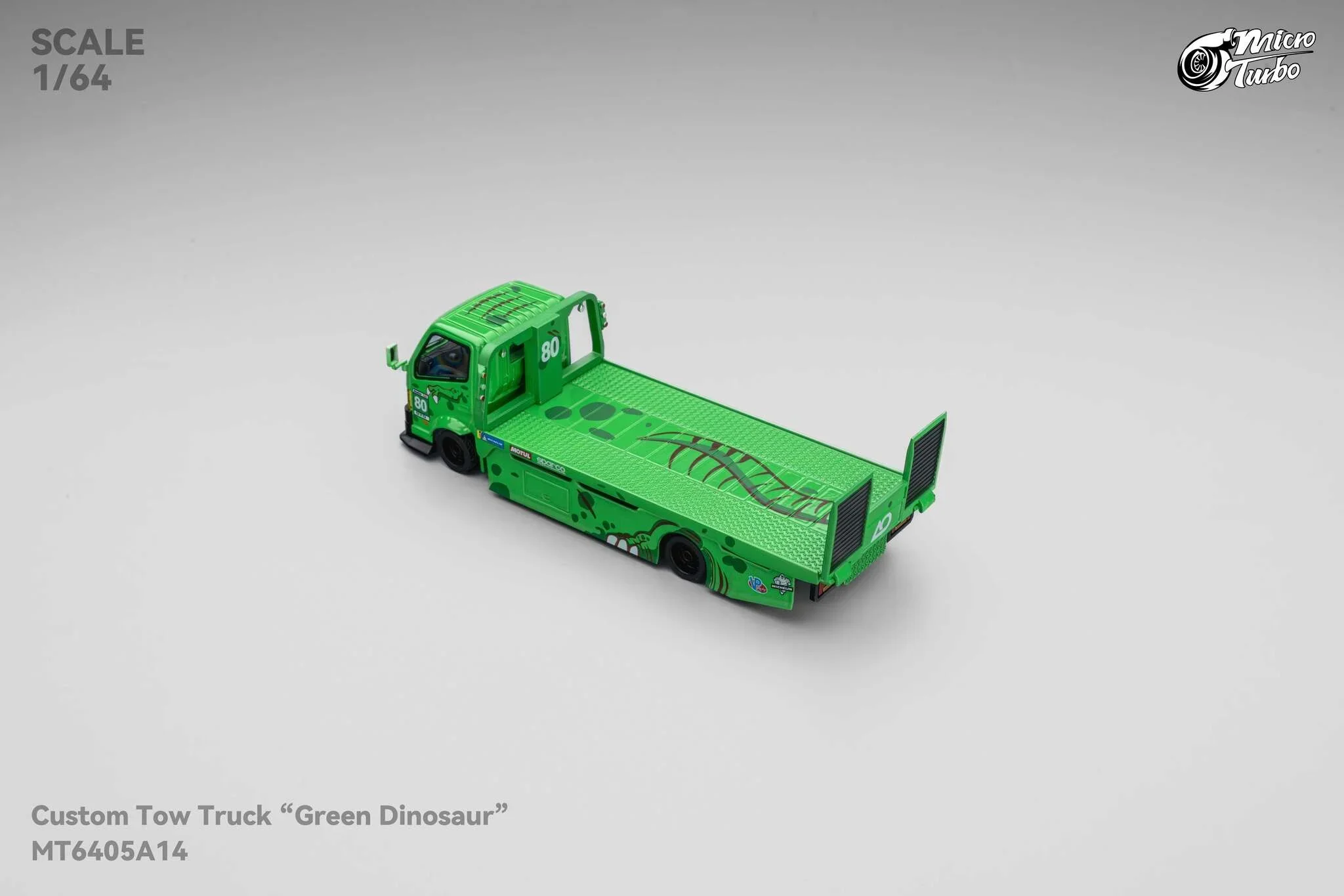 Custom Flat Bed Tow Truck REXY Dino Green - Mega Gear 1:64 Scale - Image 9