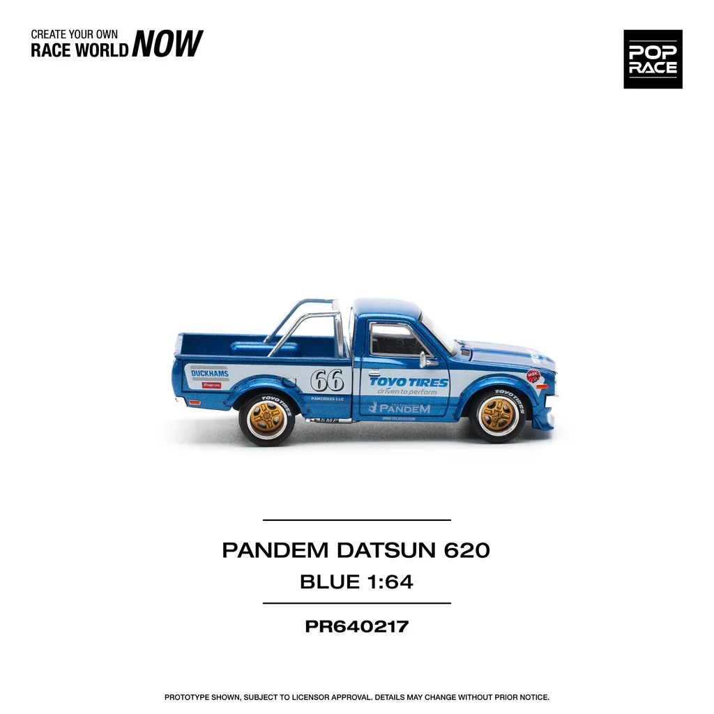 DATSUN 620 UTE PANDEM BLUE/WHITE TOYO TIRES - POP RACE 1:64 - Image 2