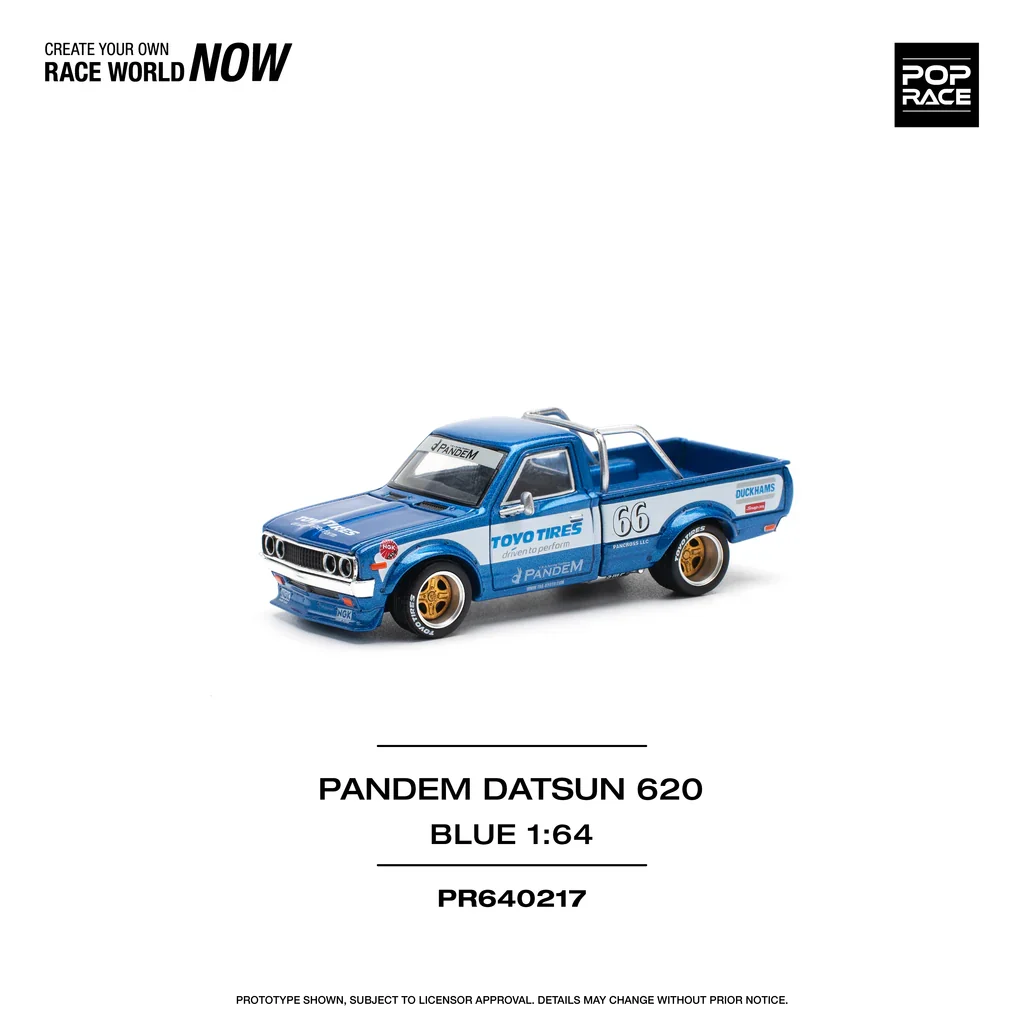 DATSUN 620 UTE PANDEM BLUE/WHITE TOYO TIRES - POP RACE 1:64 - Image 3