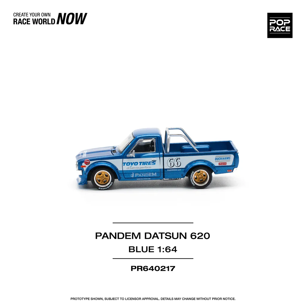 DATSUN 620 UTE PANDEM BLUE/WHITE TOYO TIRES - POP RACE 1:64 - Image 4
