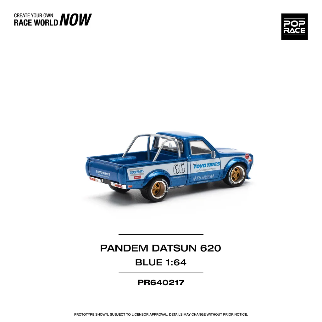 DATSUN 620 UTE PANDEM BLUE/WHITE TOYO TIRES - POP RACE 1:64 - Image 5