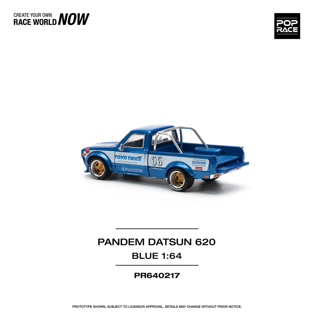 DATSUN 620 UTE PANDEM BLUE/WHITE TOYO TIRES - POP RACE 1:64 - Image 6