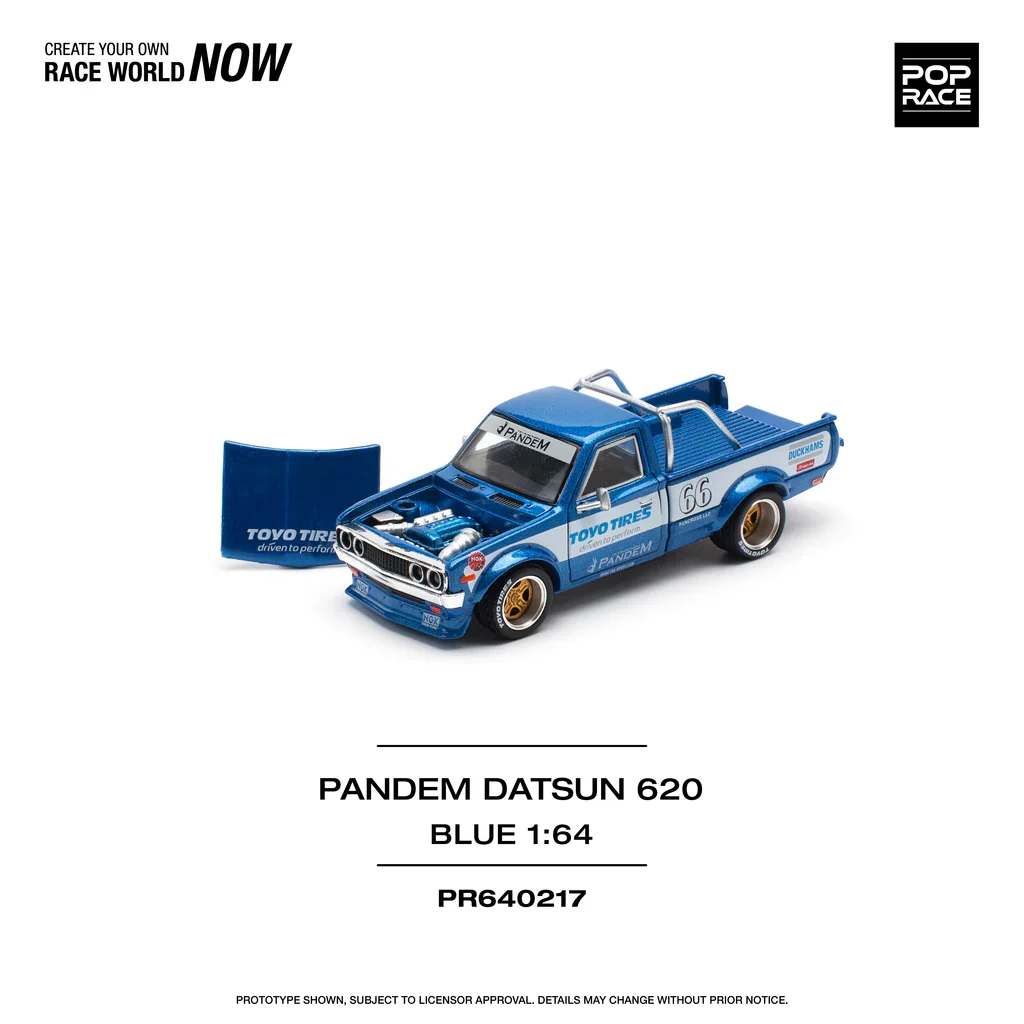 DATSUN 620 UTE PANDEM BLUE/WHITE TOYO TIRES - POP RACE 1:64 - Image 7